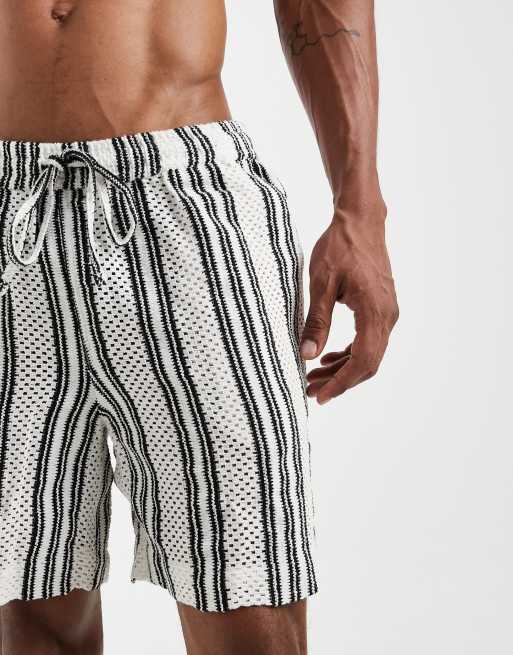 South Beach - Gehaakte short in zwart met strepen, 3 van 5