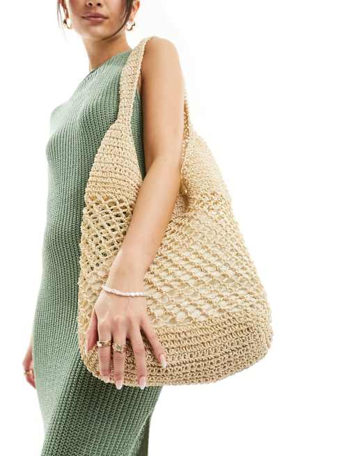 South Beach - Gehaakte tote tas in naturel , 3 van 4