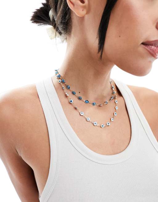 South Beach - Gelaagde chokerketting met oogjes in goud 