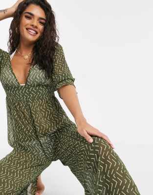 topshop geo print jumpsuit