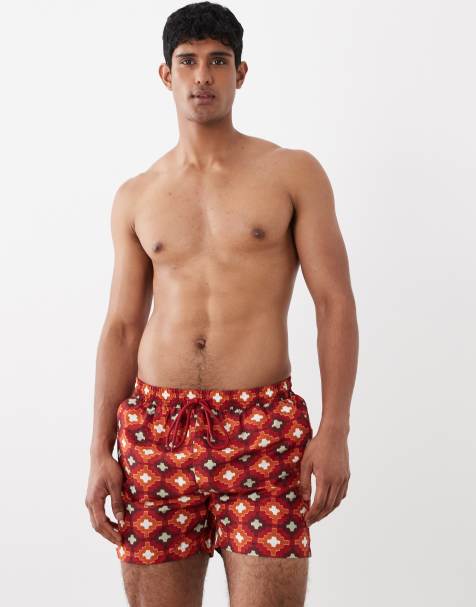 South Beach geo print swim short in red multi - view 1