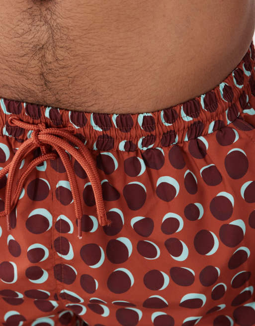South Beach geo print swim shorts in brown multi, 2 of 5