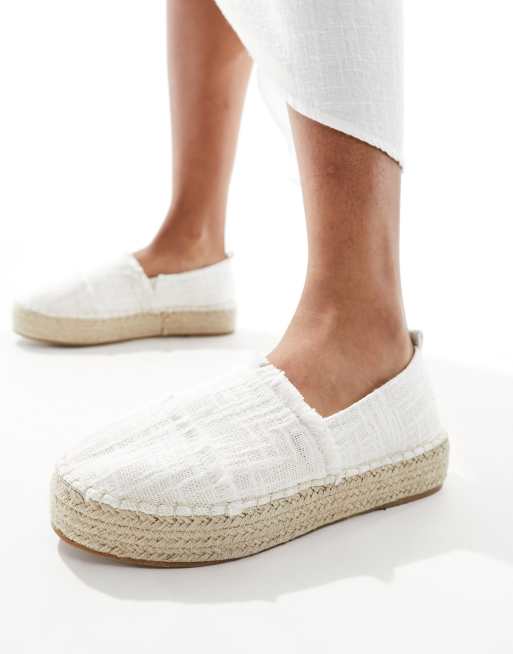South Beach - Gerafelde espadrilles in crème 