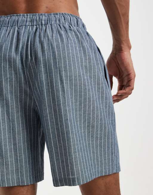 South Beach – Gestreifte Leinen-Shorts in Blassblau, 5 von 5