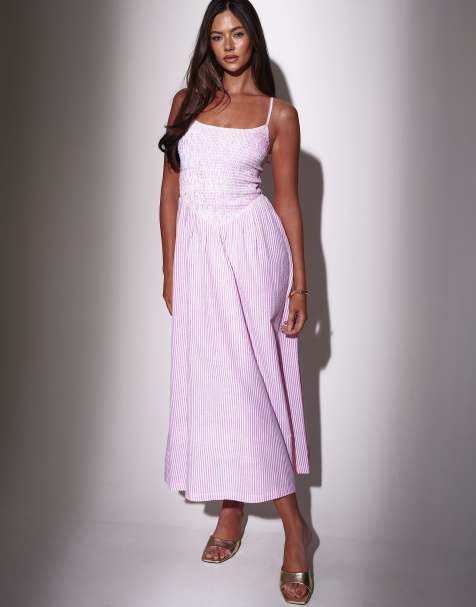 South Beach – Gestreiftes Maxi-Hängerkleid in Rosa - view 1