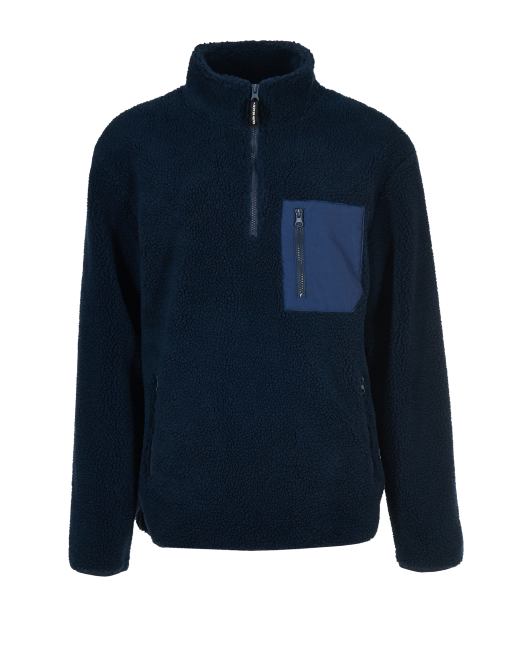 South Beach - Giacca in pile borg blu navy con zip corta , 3 di 4