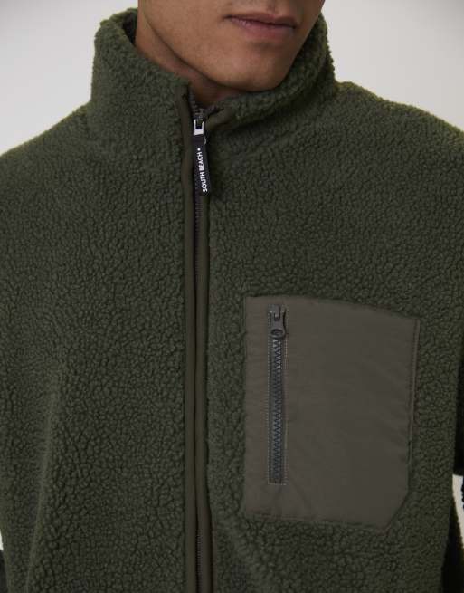 South Beach - Giacca in pile borg verde con zip , 3 di 4