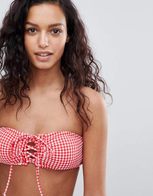 SEAFOLLY Gingham seersucker bikini top