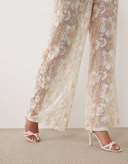 South Beach glitter lace beach pants in white, 2 of 5