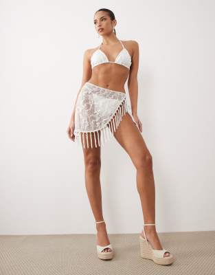 South Beach Glitter Lace Sarong In Green