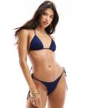 South Beach glitter tie side bikini bottoms in dark blue