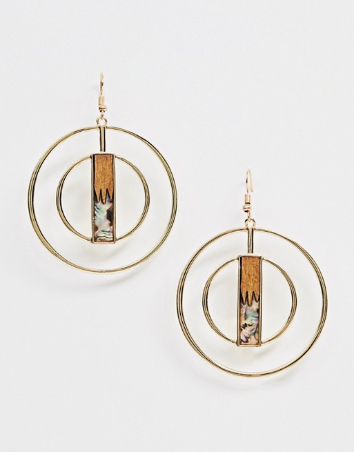 South Beach gold drop circular earrings