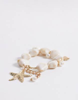 South Beach - Goldfarbenes Armband mit Schmucksteinen in Seesternoptik