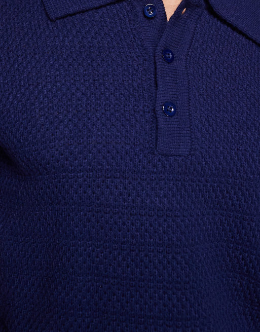 South Beach – Granatowa dzianinowa koszulka polo, 5 z 5