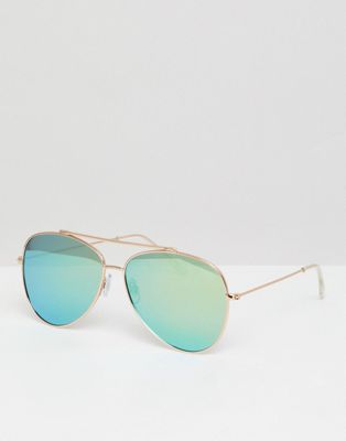 South Beach – Guldfärgade solglasögon i aviator-modell med spegelglas-Svart