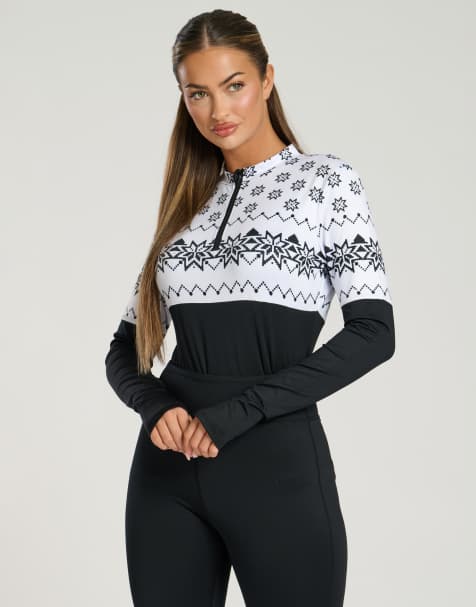 South Beach Half zip long sleeve base layer in black - view 1