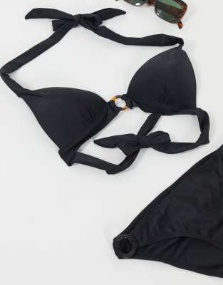 plain black bikini set