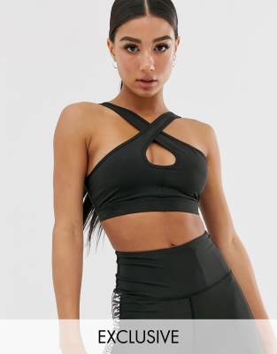 South Beach halterneck bra top in black