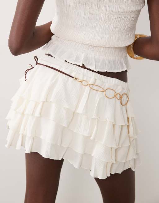 South Beach hammered circle chain belt in gold, 3 of 3