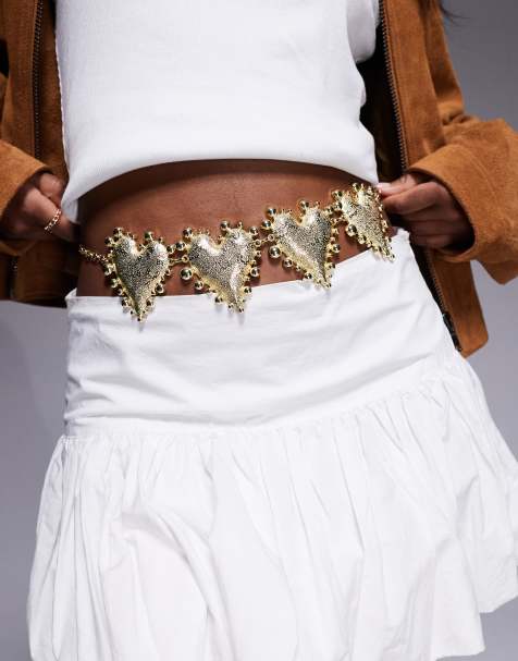 South Beach hammered heart belt in gold - view 1