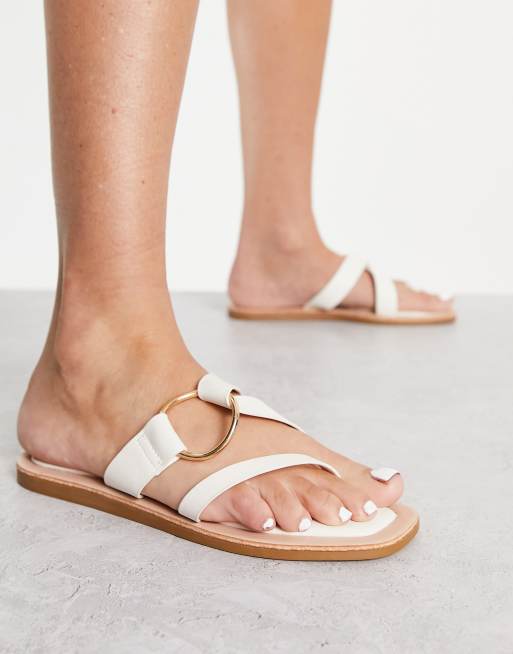 Cream toe sale post sandals