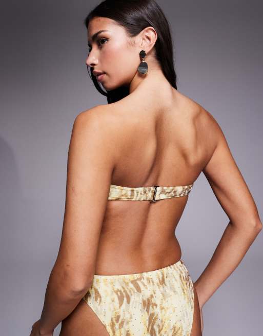South Beach - Haut de bikini bandeau à imprimé abstrait - Vert multicolore, 3 de 4