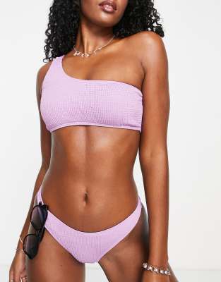South Beach - Haut de bikini texturé asymétrique - Lilas-Violet