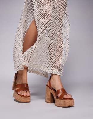 ASOS DESIGN - Robe longue à volants et dos nu - Bleu