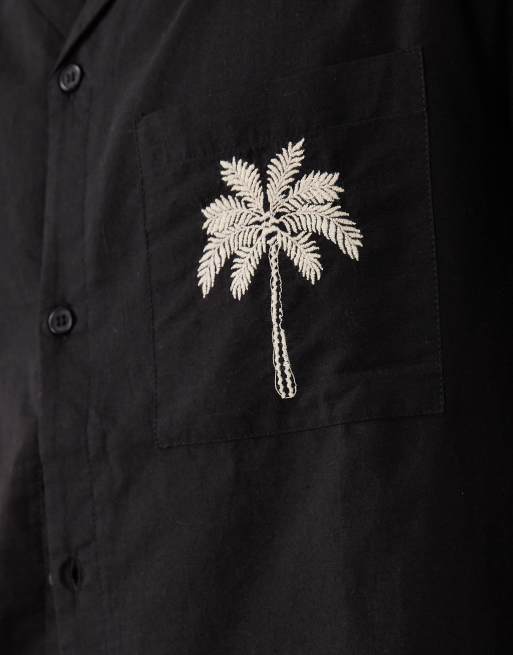South Beach – Hemd in Schwarz mit Stickerei am Rücken, 4 von 5
