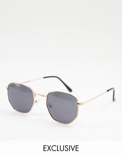 asos.com | South Beach hexagonal aviator sunglasses with black smoke lens