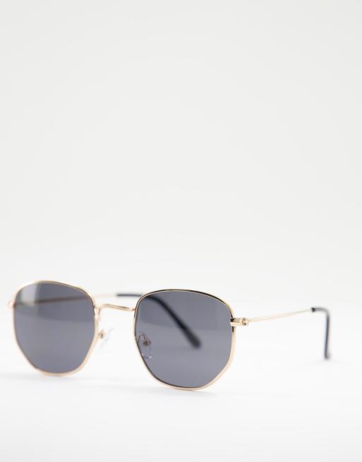 South Beach hexagonal aviator sunglasses with black smoke lens, 4 of 4