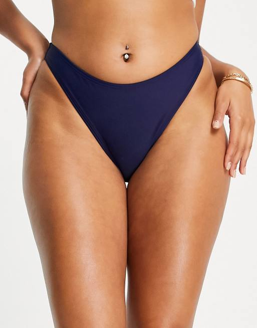 Navy high cheap leg bikini bottoms