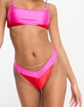 Brave Soul Plus bikini set in light green cherry check print