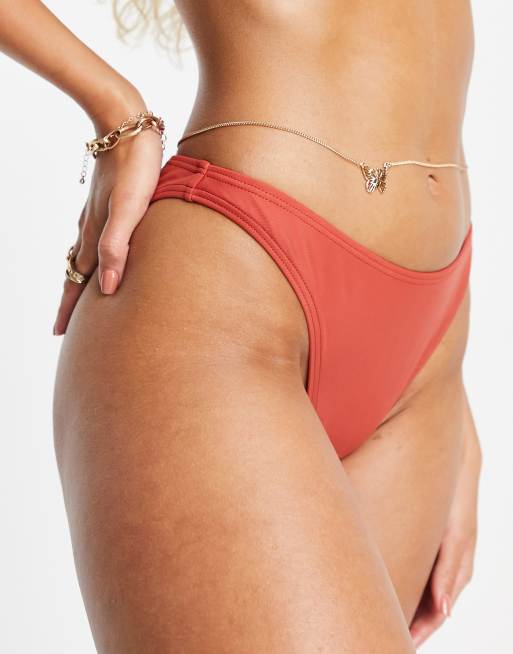 South Beach high rise bikini bottom in red 