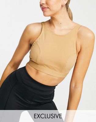 South Beach high support sports bra in camel  - ASOS Price Checker