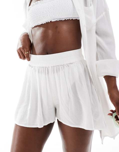 South Beach high waist beach short in white - view 1