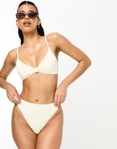 Billabong Aint She Sweet high waist bikini bottom in white ditsy