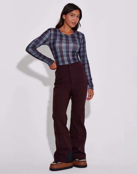 South Beach High waisted flared ski trousers in brown - view 1