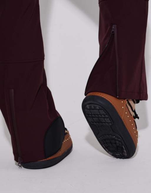 South Beach High waisted flared ski trousers in brown, 3 of 4