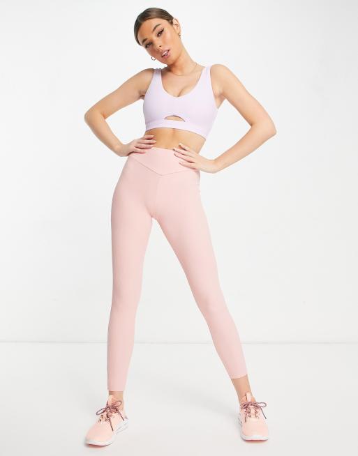 South Beach high waisted rib leggings in pale pink