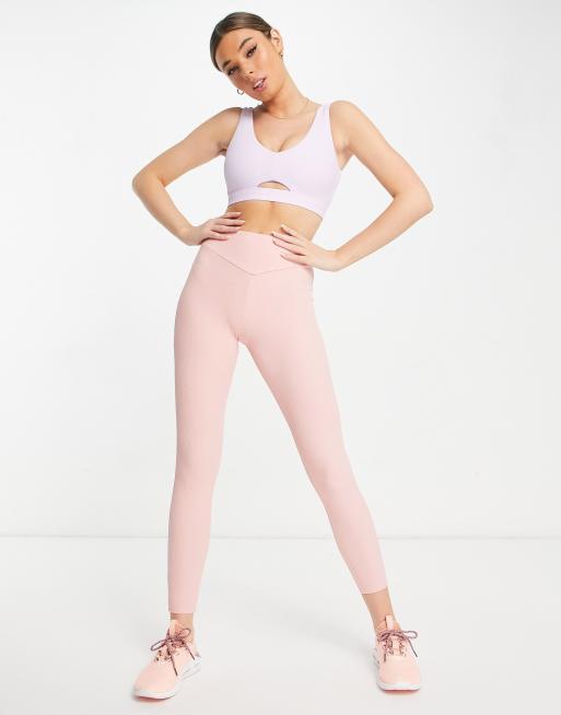 South Beach - Sæt i lyserødt ribstrik med højtaljede leggings og matchende top, 3 af 3