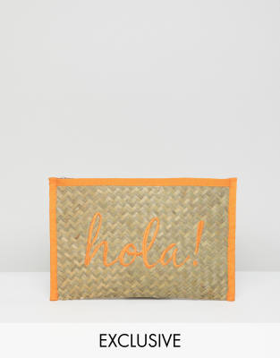 orange clutch bag asos