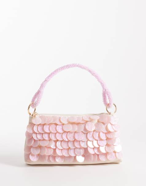South Beach - Ibiza - Borsa da spalla rosa chiaro decorata con conchiglie - view 1