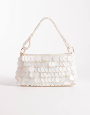 South Beach - Ibiza - Sac porté épaule orné de coquillages - Blanc