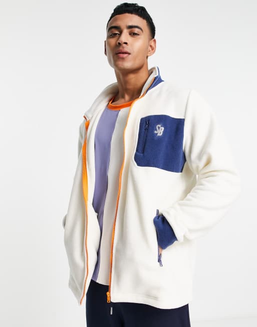South Beach - Jack van polar fleece met contrasterende zak in crème 