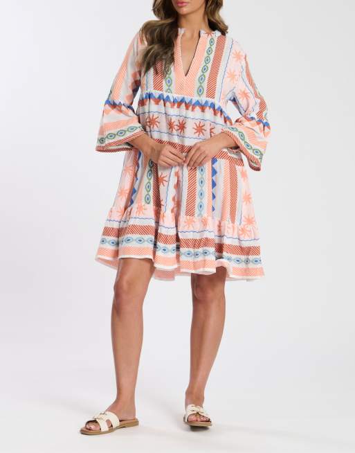 crochet mini dresses Short Sleeve Dress-Ivory Woven | Women's Sleeve Length:Regular Help me choose my style dress is adorned Cross-Neck Bandage Dress
