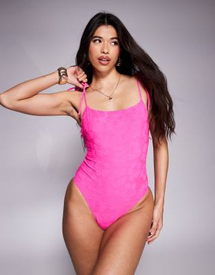 jacquard swimsuit in pink