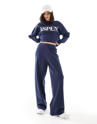 South Beach - Jogginghose in Blau mit weitem Bein