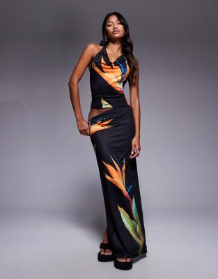 South Beach - Jupe de plage longue à motif strelitzia - Multicolore