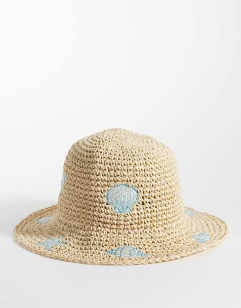 South Beach – Kapelusz typu bucket w kolorze naturalnym z haftowanym wzorem w muszle - view 1